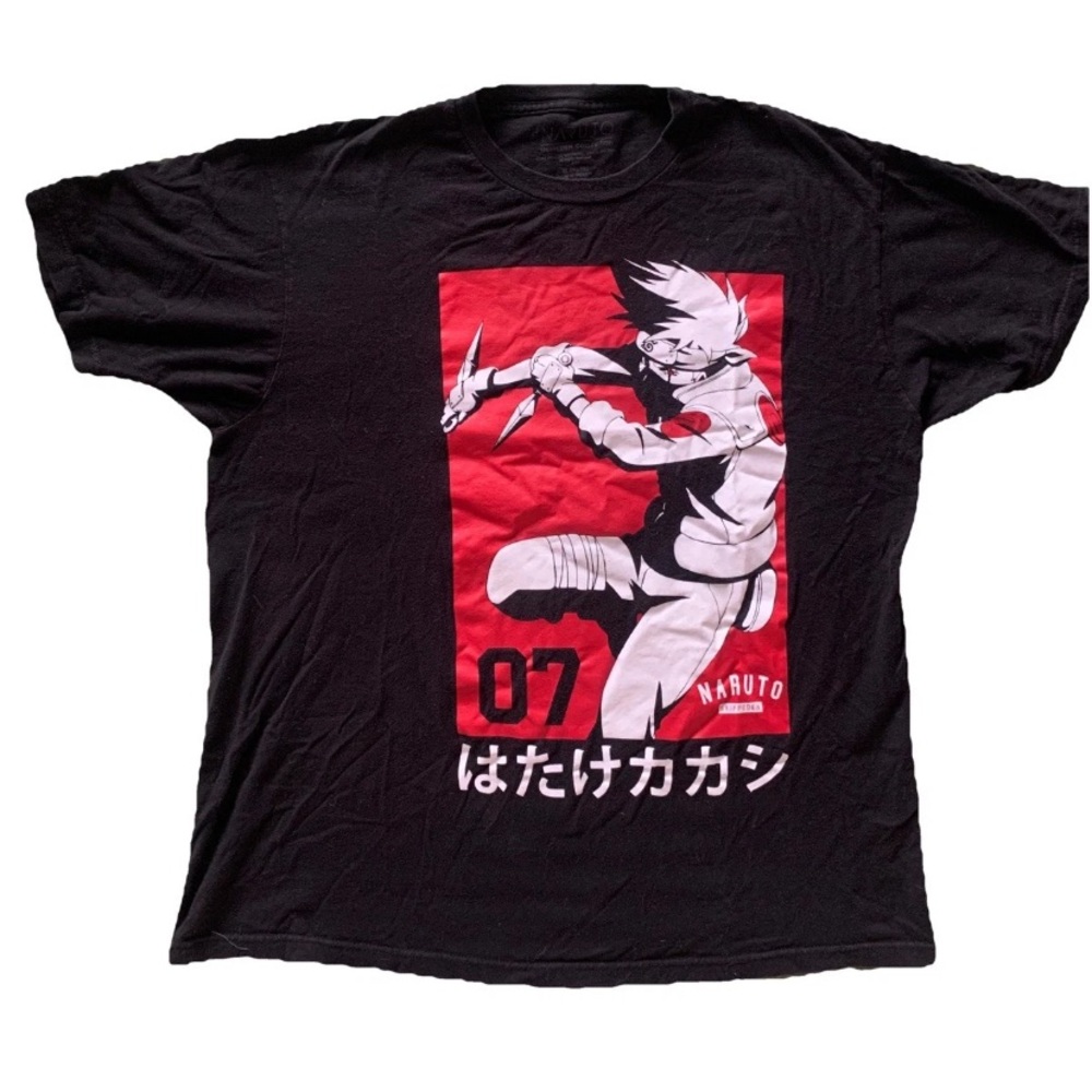 Naruto Shippuden Shirt Mens XLarge Black Kakashi Hatake Anime Graphic Tee Japan